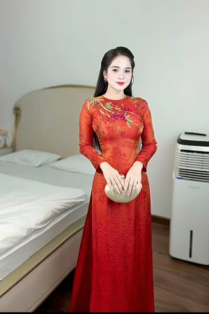 ÁO DÀI LỤA ÁNH KIM ĐÍNH PHA LÊ CAO CẤP